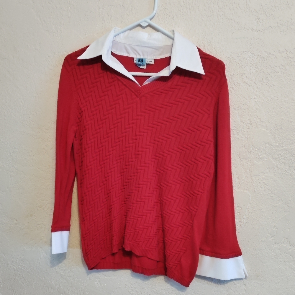 Red Sweater with White Collar